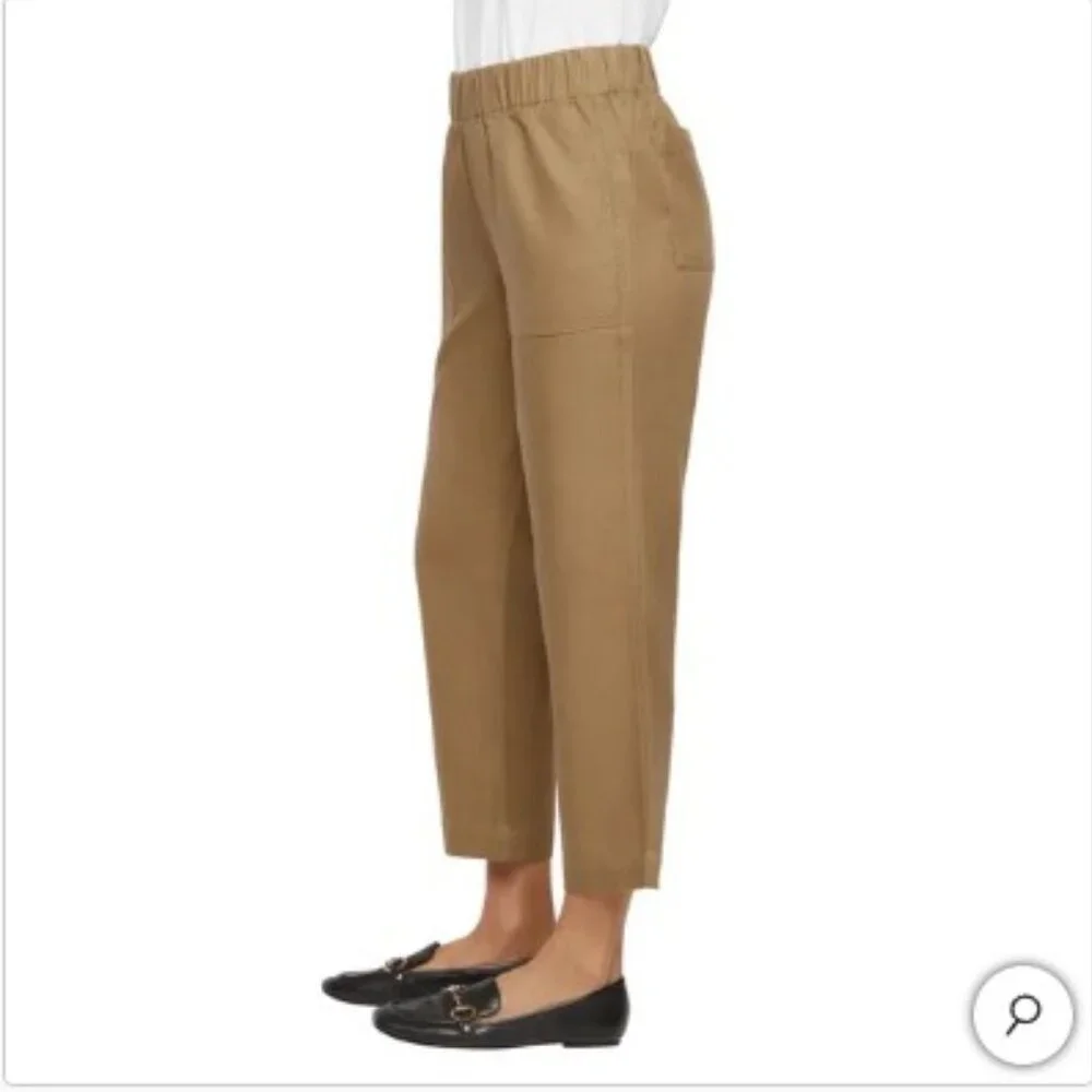 Banana Republic Lyocell/Linen Women's Tapered Crop Pull-On Pant Tan Color Size L